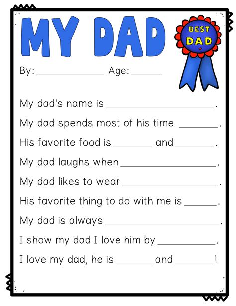 Father S Day Fill In The Blank Printable
